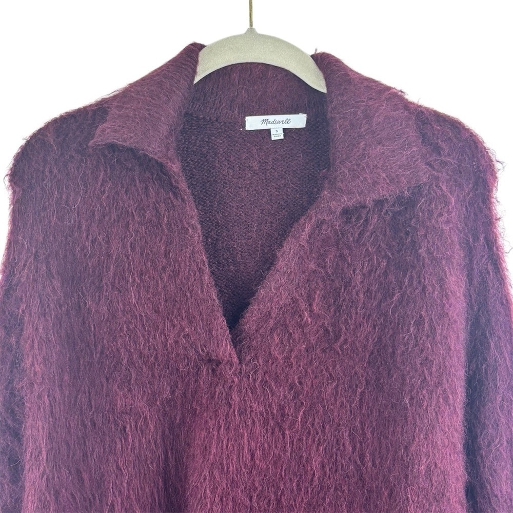 Madewell Brushed Polo Sweater in Heather Currant Size S Soft & Cozy Holiday - Picture 4 of 12